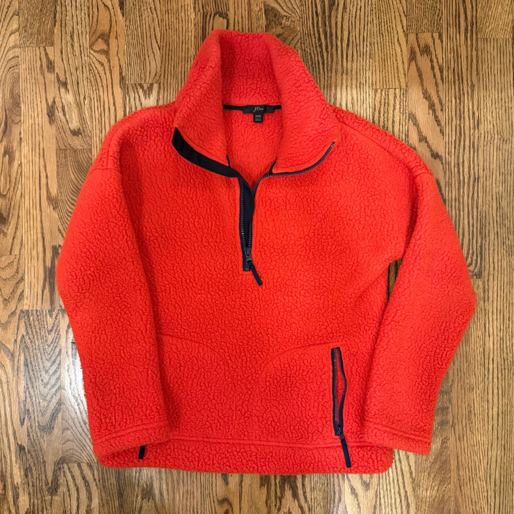 JCrew Quarter Zip Fleece Red Fits like XS/S